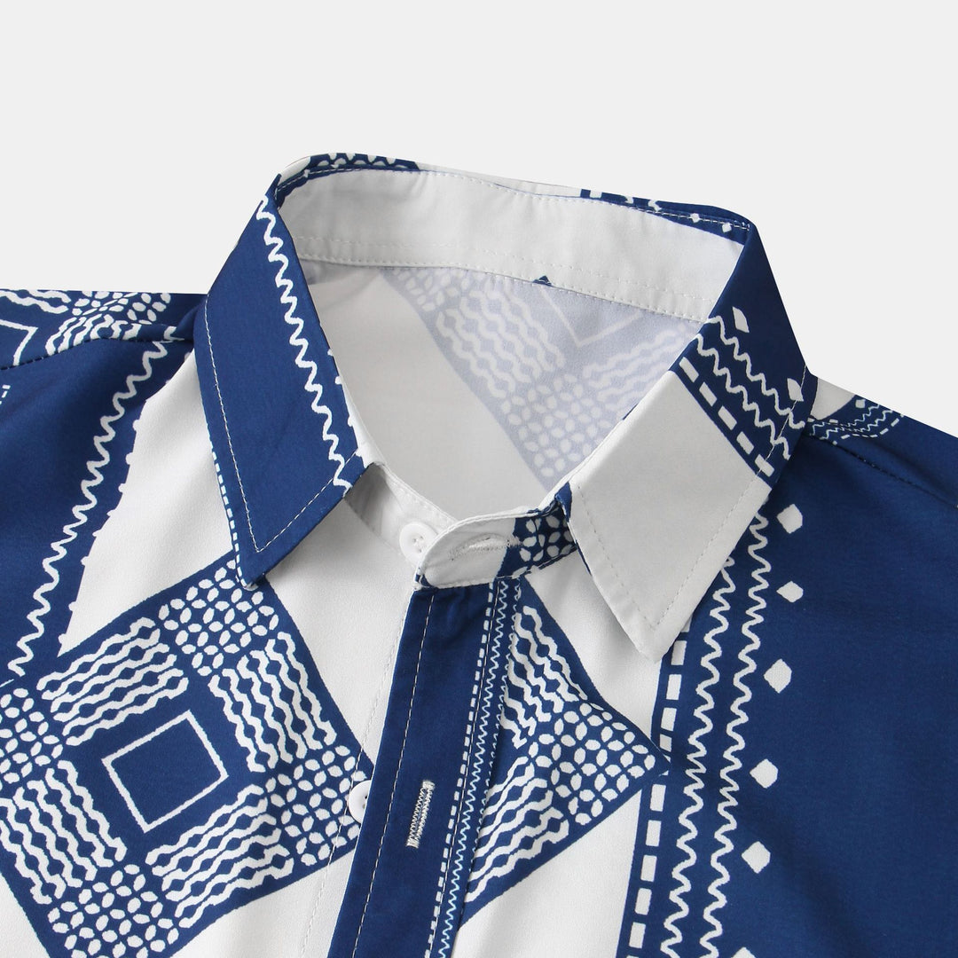 Herren Kurzarmhemd mit einem modernen Ethno-Druck Aliams