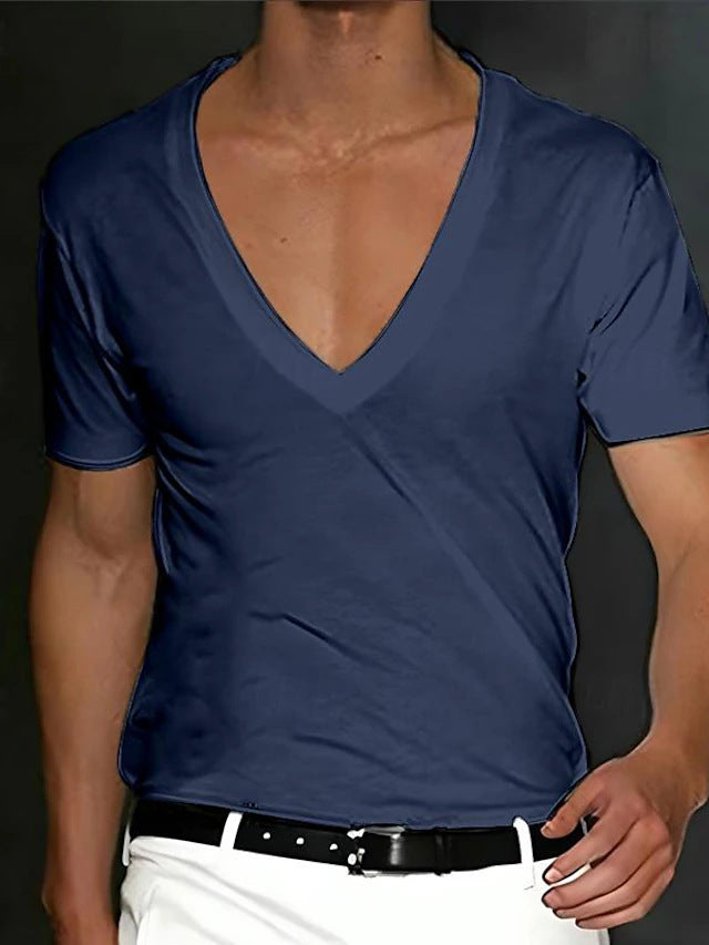 Herren V-Ausschnitt T-Shirt mit figurschmeichelndem Schnitt und hochwertigen Stoffen Aliams