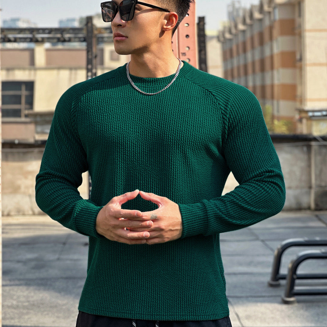 Herren Langarm Workout-Shirt mit strukturiertem Design und atmungsaktivem Stoff Aliams