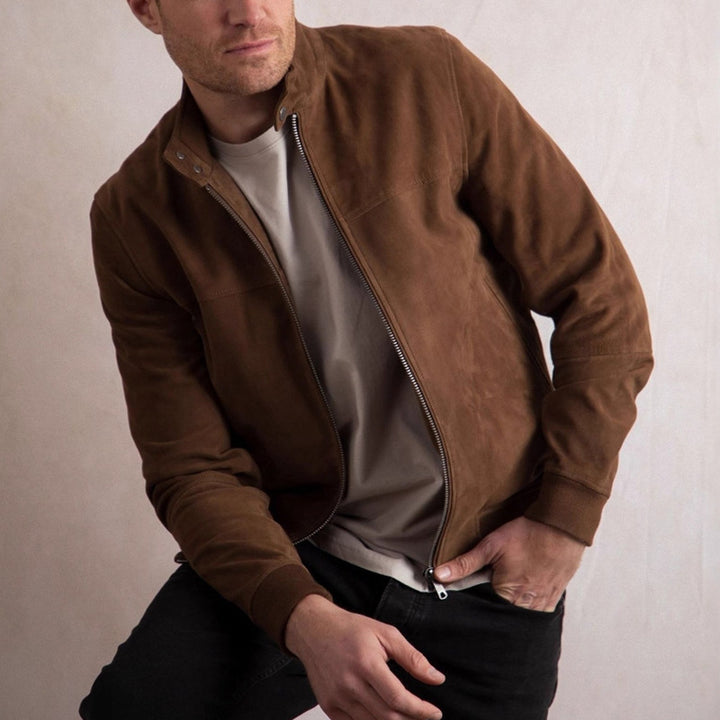 Herren hochwertige Wildlederjacke im modernen Schnitt Aliams