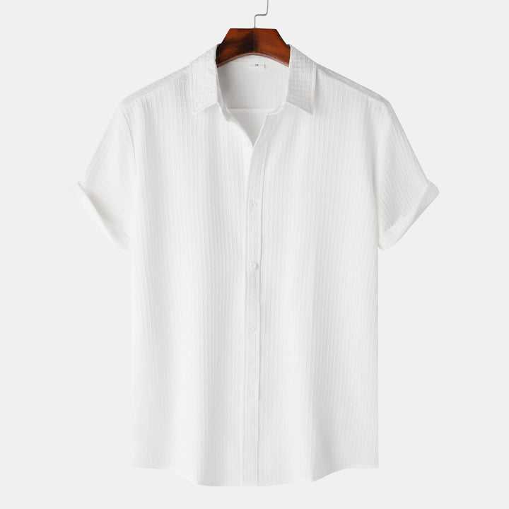 Herren Kurzarmhemd aus atmungsaktivem Strukturstoff mit eleganter Knopfleiste Aliams