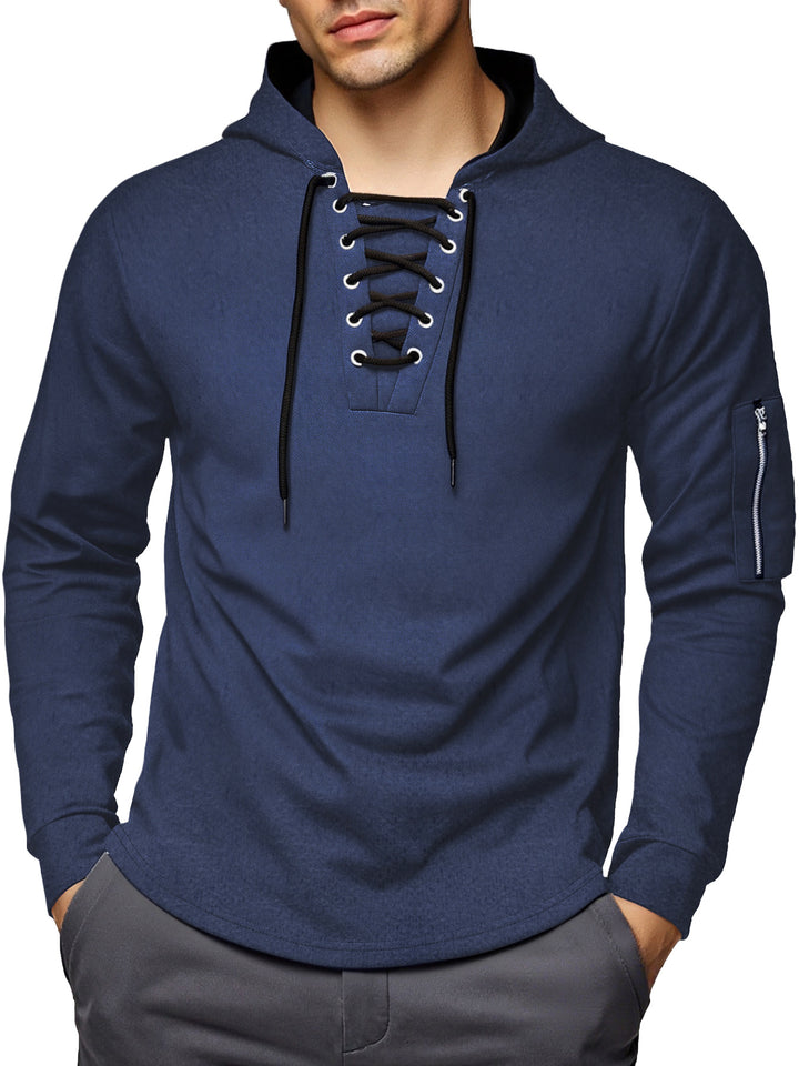 Herren Kapuzenpullover mit extravagantem Schnürdesign Aliams