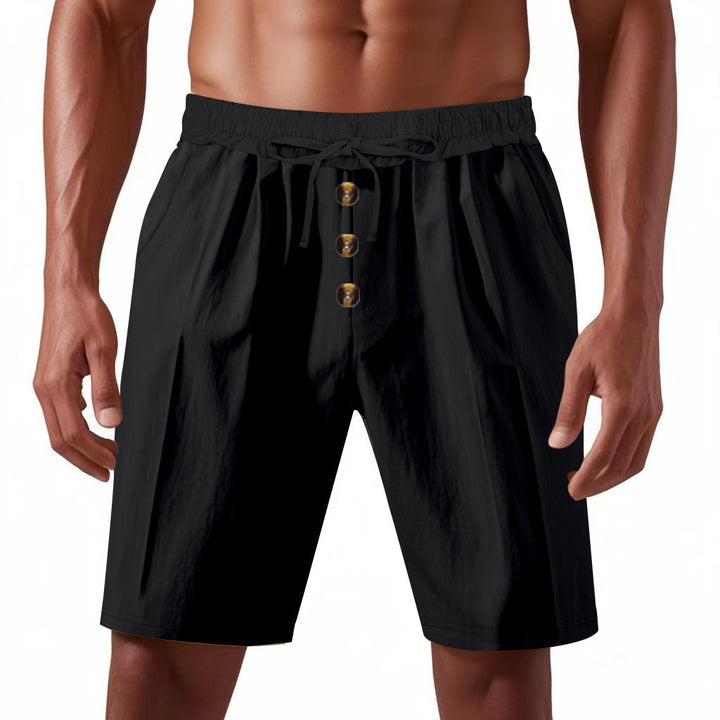 Herren Freizeit-Shorts mit dekorativen Knöpfen und elastischem Bund Aliams