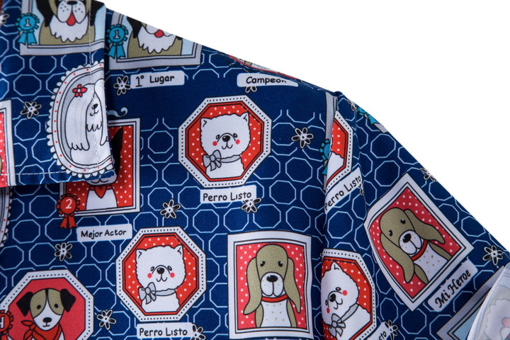 Herren Kurzarmhemd im kreativen Tiermotiv-Stil Aliams