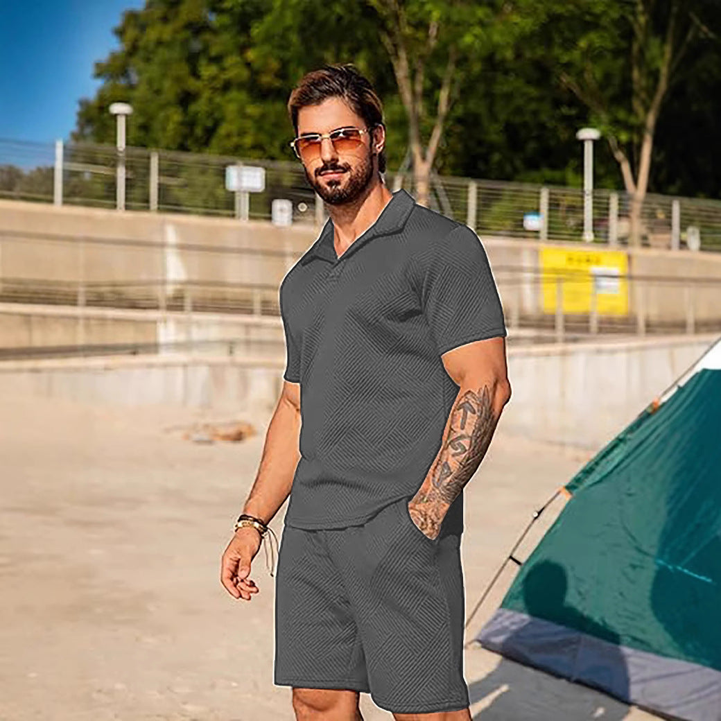 Herren Freizeitset mit passendem Kurzarmhemd und Shorts Aliams