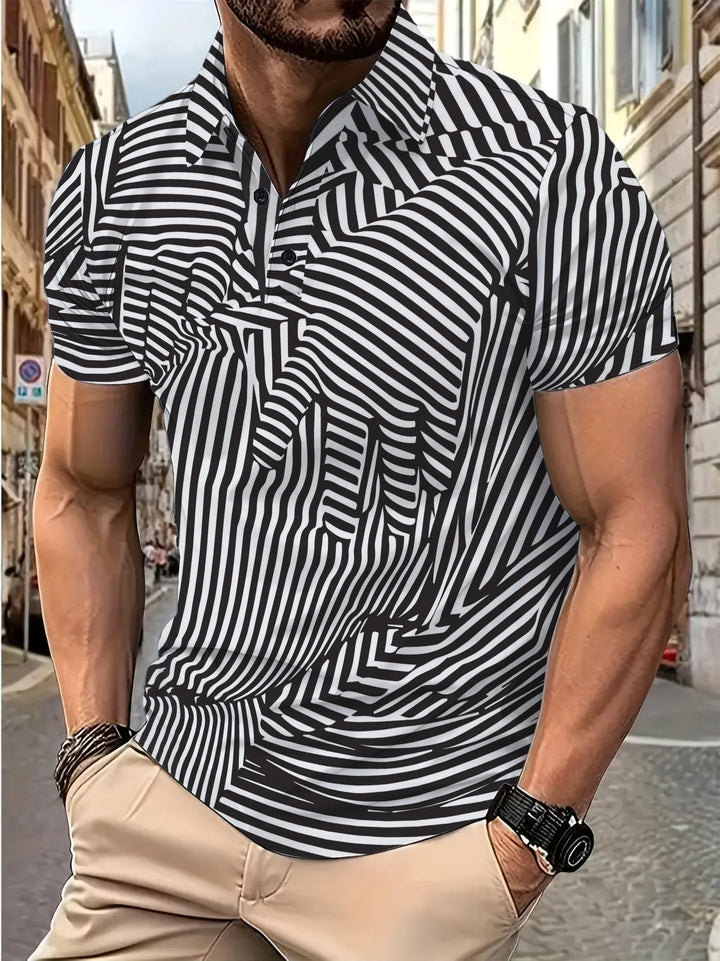 Herren Kurzarm Poloshirt mit modernem Streifendesign Aliams