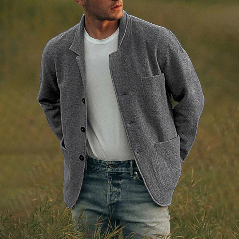 Herren elegante Cardigan-Jacke im entspannten Schnitt mit praktischen Taschen Aliams
