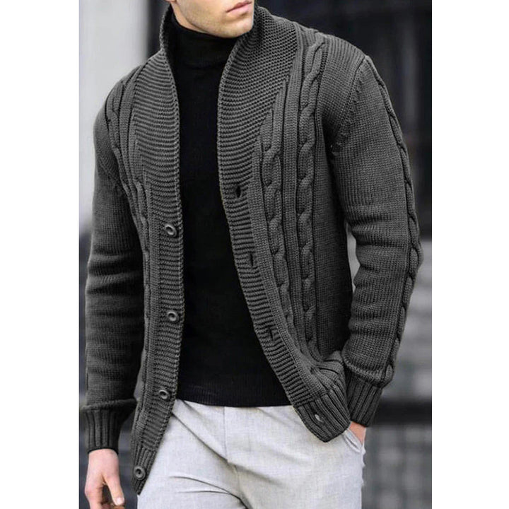 Herren Grobstrick-Cardigan mit Zopfmuster und schickem Revers Aliams
