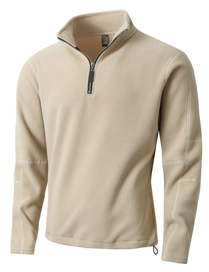 Herren Fleece-Pullover mit halblangem Reißverschluss und Stehkragen Aliams