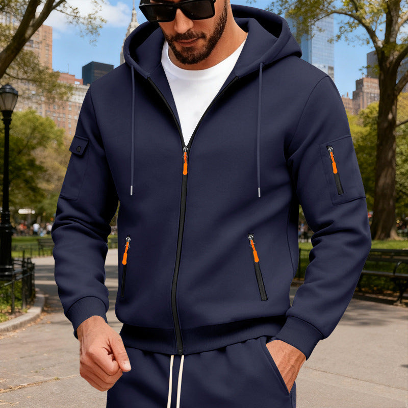 Herren Sportliche Zip-Hoodie mit innovativen Reißverschlusstaschen Aliams