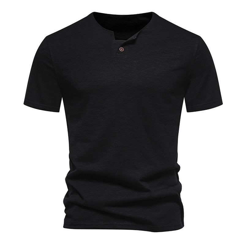 Herren Kurzarm-Henley-Shirt mit modernem Stehkragen und hochwertiger Baumwollqualität Aliams