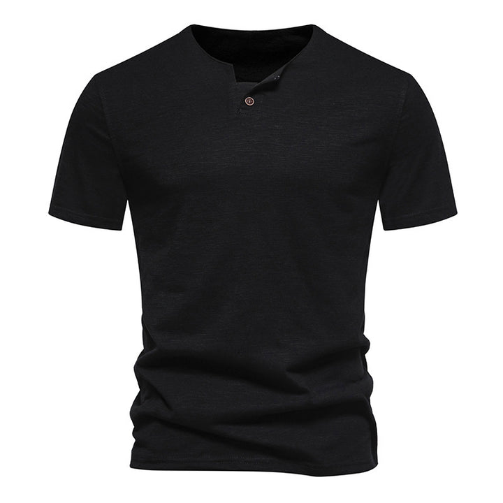 Herren Kurzarm-Henley-Shirt mit modernem Stehkragen und hochwertiger Baumwollqualität Aliams