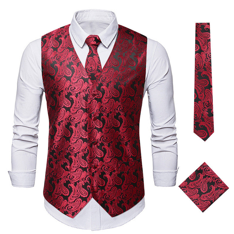 Herren elegante Anzugweste mit eleganten Paisley-Muster und passendem Zubehör Aliams