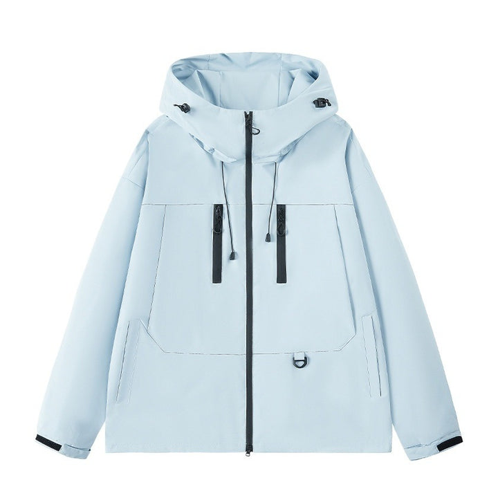 Herren Atmungsaktive Outdoorjacke mit verstellbarer Kapuze und vielen Taschen Aliams