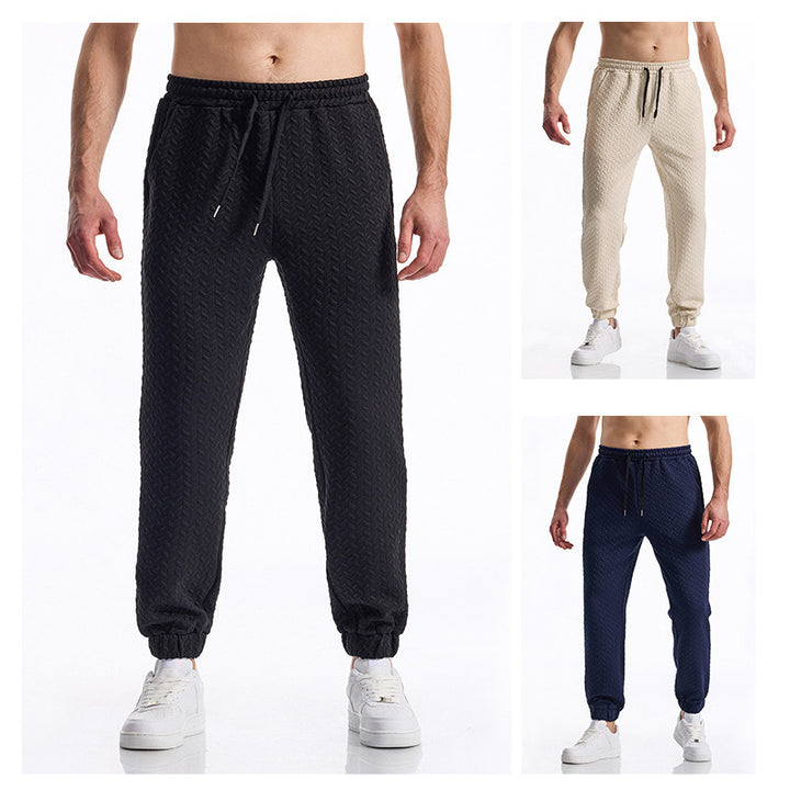 Herren bequeme Freizeithose mit elastischem Bund und Strukturmuster Aliams