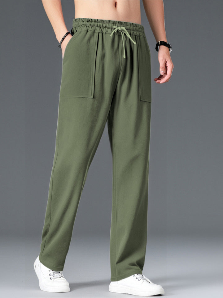 Herren Bequeme Freizeithosen mit elastischem Bund und seitlichen Taschen Aliams