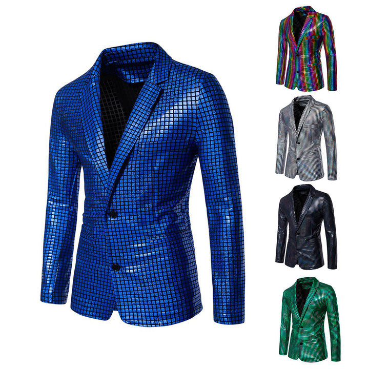 Herren glänzender Paillettenblazer mit modernem Design Aliams