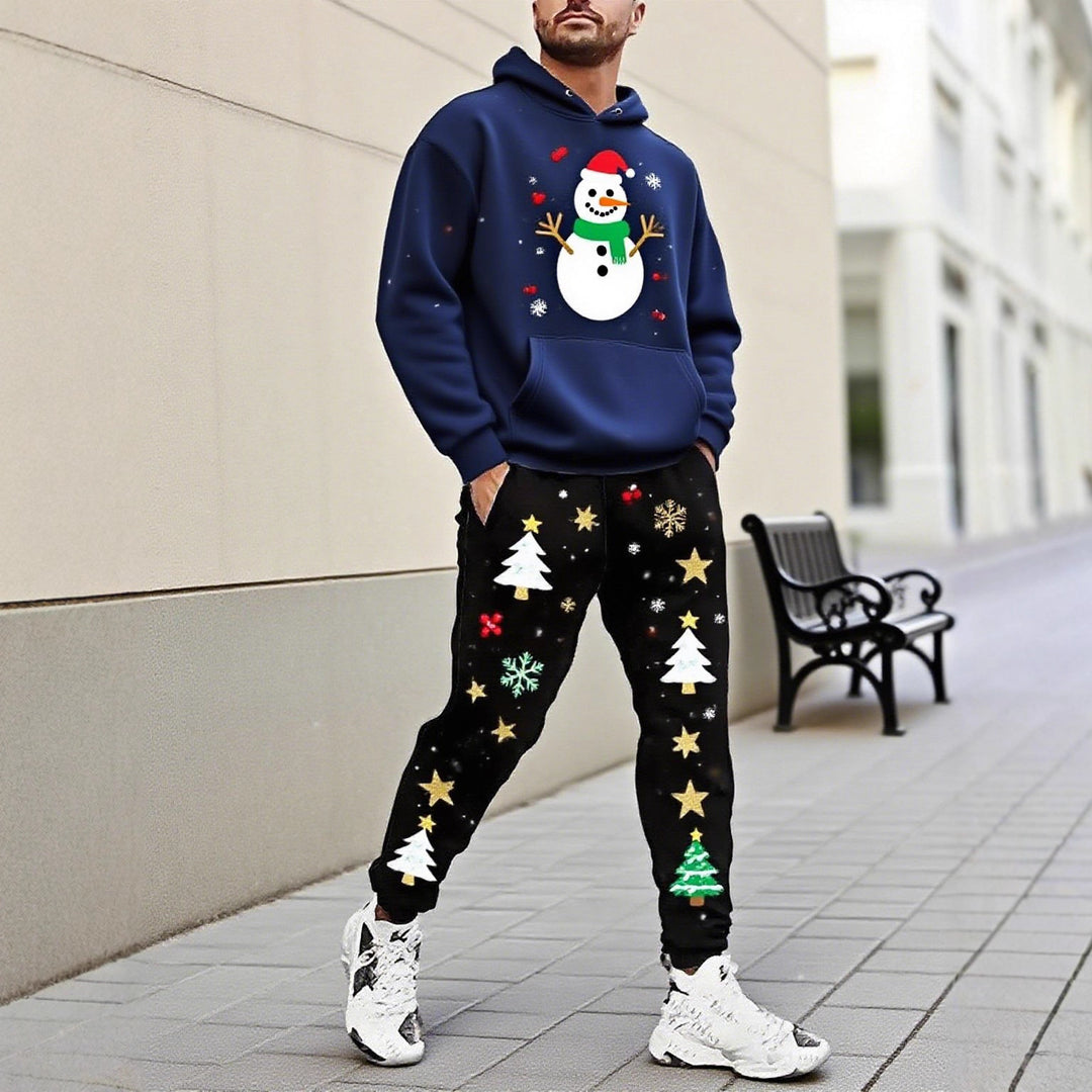 Herren Weihnachtsmotiviere Kapuzenpullover und Jogginghose Set Aliams
