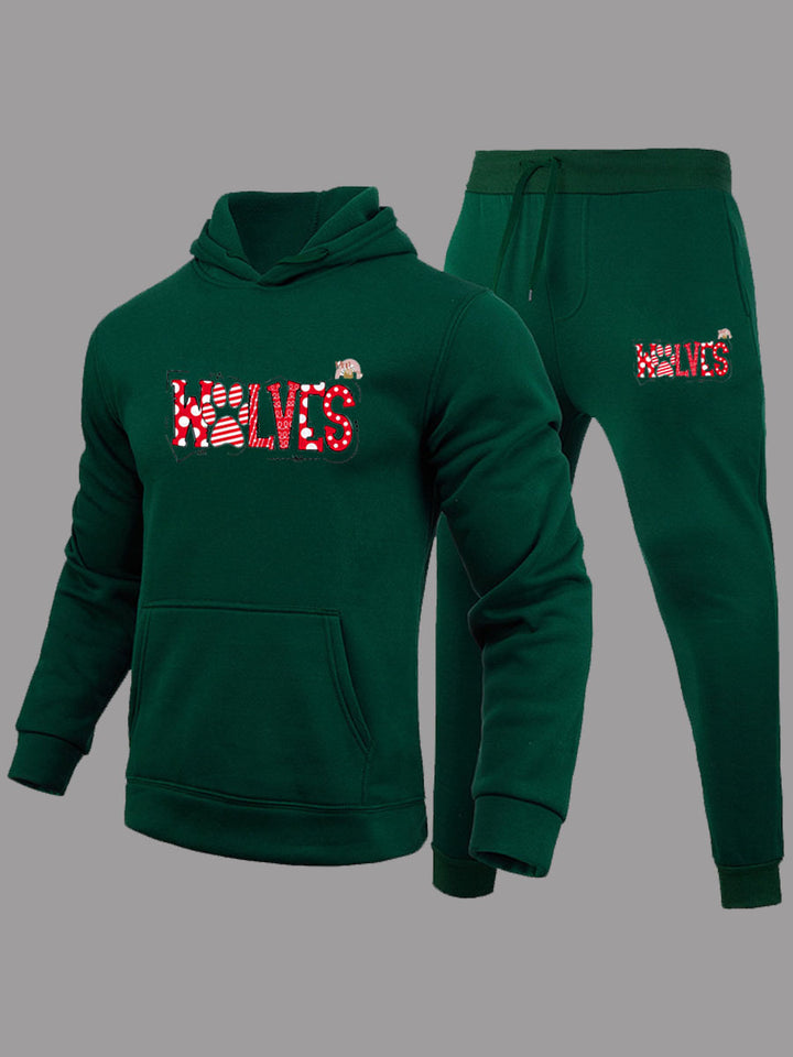 Herren Kapuzenpullover und Jogginghose Set mit auffälligem Grafikdruck Aliams