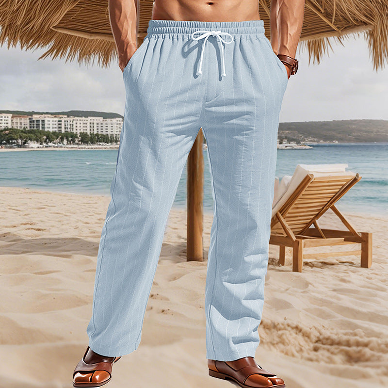 Herren elegante Freizeit-Hose mit stylischem Streifenmuster Aliams