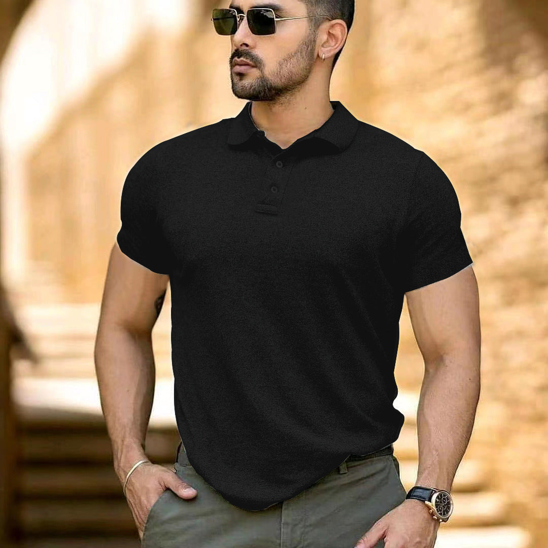 Herren sportliches Kurzarm-Polohemd aus atmungsaktivem Material mit klassischem Kragen Aliams