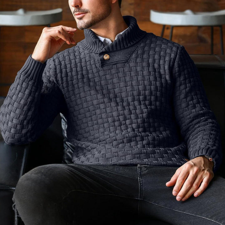 Herren Strickpullover mit Strukturiertem Muster und Modernem Stehkragen Aliams