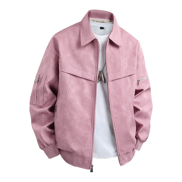 Herren Kunstlederjacke im lässigen Biker-Stil mit praktischen Taschen Aliams