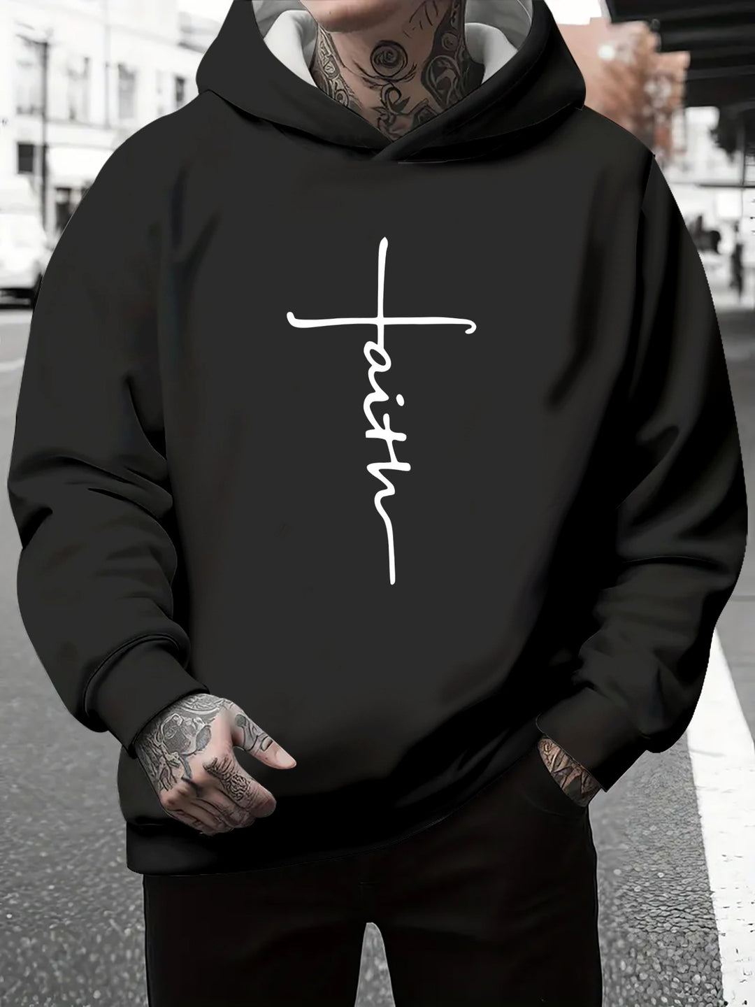 Herren Kapuzenpullover mit subtiler Farbverlauf-Optik und inspirierendem Schriftzug Aliams