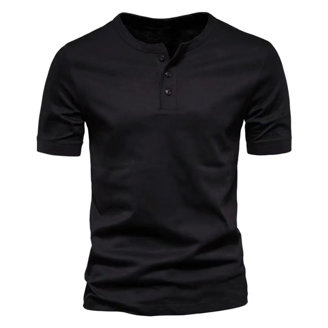 Herren Kurzarm-Henley-Shirt mit praktischer Knopfleiste und bequemer Passform Aliams