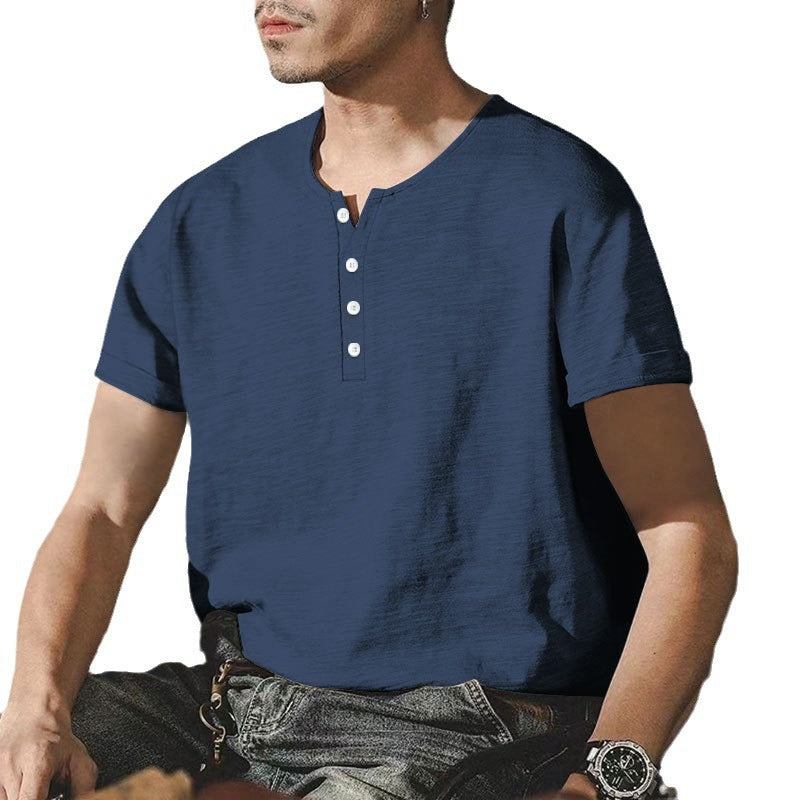 Herren Casual Henley-T-Shirt aus hochwertiger Baumwolle mit Knopfleiste Aliams