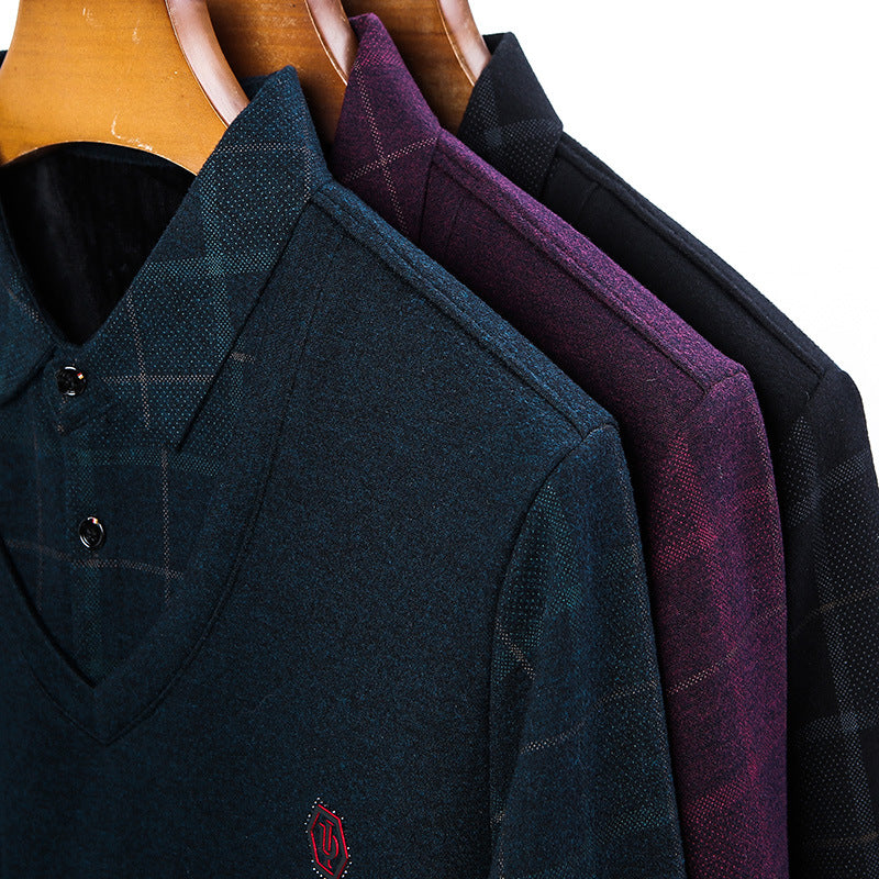 Herren eleganter V-Ausschnitt Pullover mit strukturiertem Oberteil Aliams