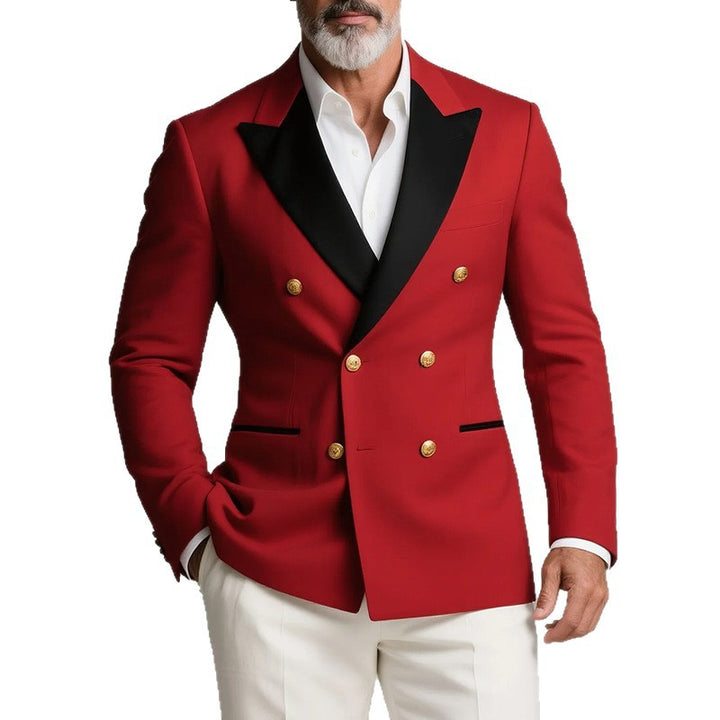 Herren eleganter Zweireiher Blazer mit luxuriösen Knopfdetails und schicken Aufschlägen Aliams