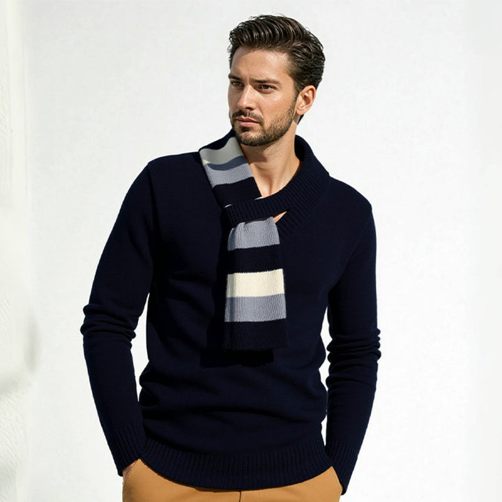 Herren eleganter Pullover mit modernem V-Ausschnitt und feinen Rippdetails Aliams