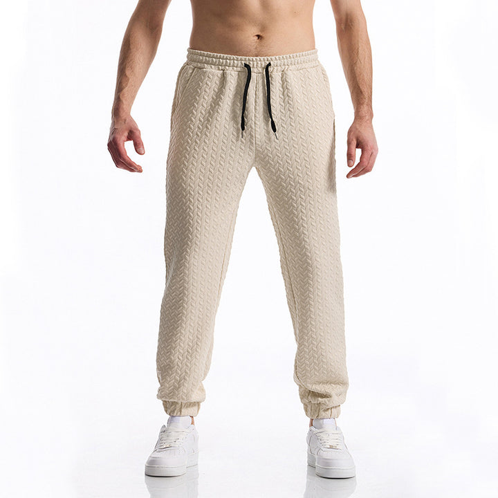 Herren bequeme Freizeithose mit elastischem Bund und Strukturmuster Aliams