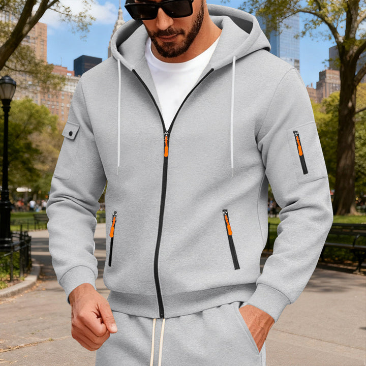 Herren Sportliche Zip-Hoodie mit innovativen Reißverschlusstaschen Aliams