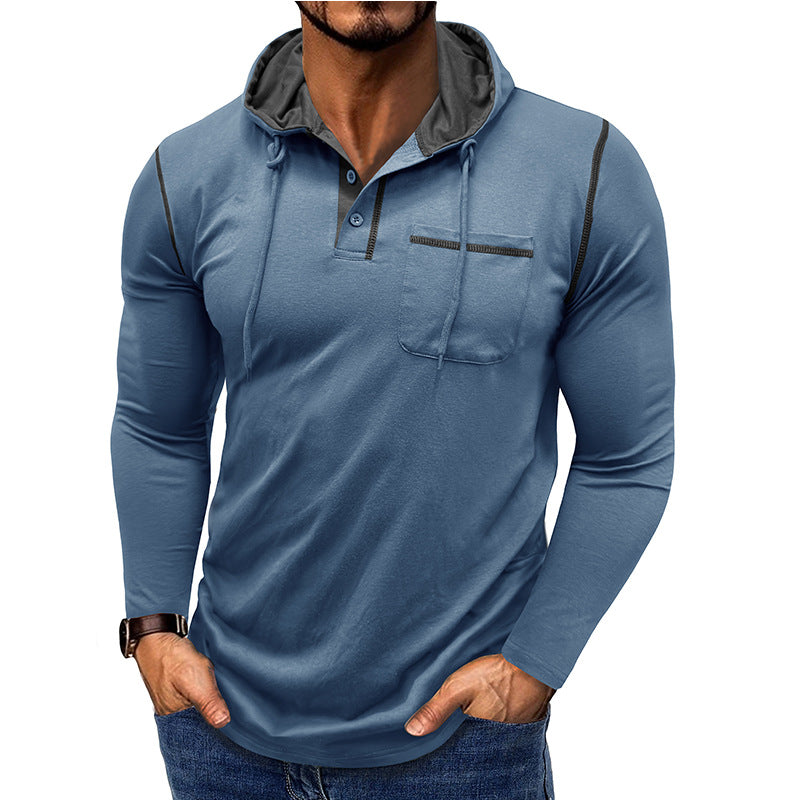 Herren Kapuzenpullover mit modischer Knopfleiste und praktischer Brusttasche Aliams