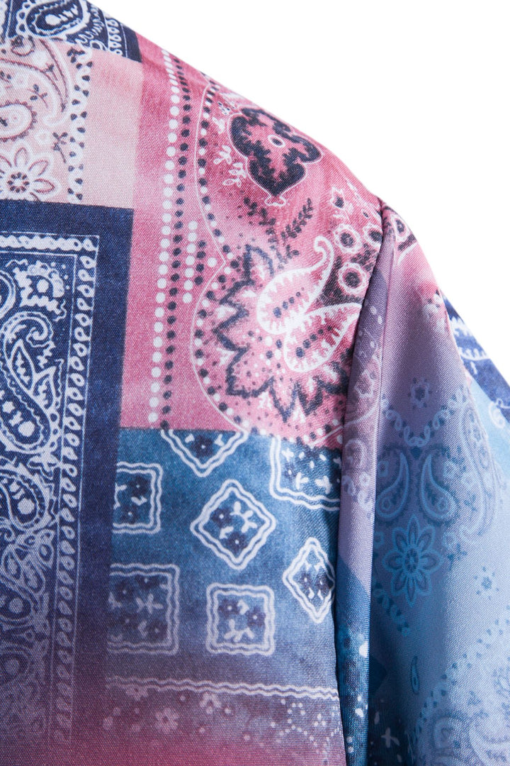 Herren Kurzarmhemd im kreativen Bandana-Design mit stilvollem Stehkragen Aliams