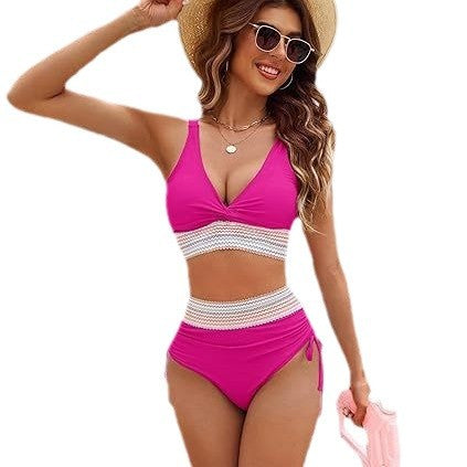 Damen Bikini-Set mit Modischem Wickeloberteil und Hochgeschnittenen Unterteilen Aliams