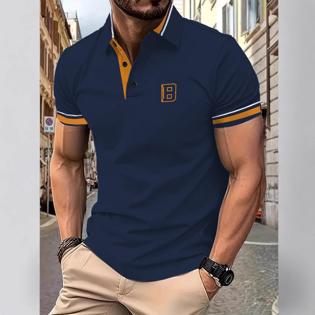 Herren Kurzarm Poloshirt mit modischen Kontrastdetails Aliams