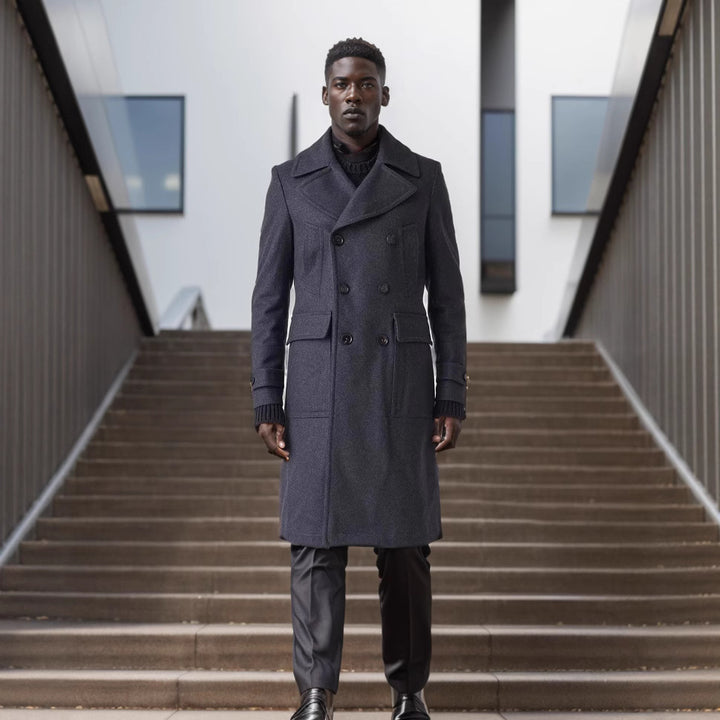 Herren eleganter doppelt-knöpfiger Übermantel aus hochwertigem Material Aliams