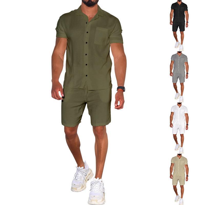 Herren modernes Freizeit-Set aus kurzärmligem Hemd und Shorts Aliams