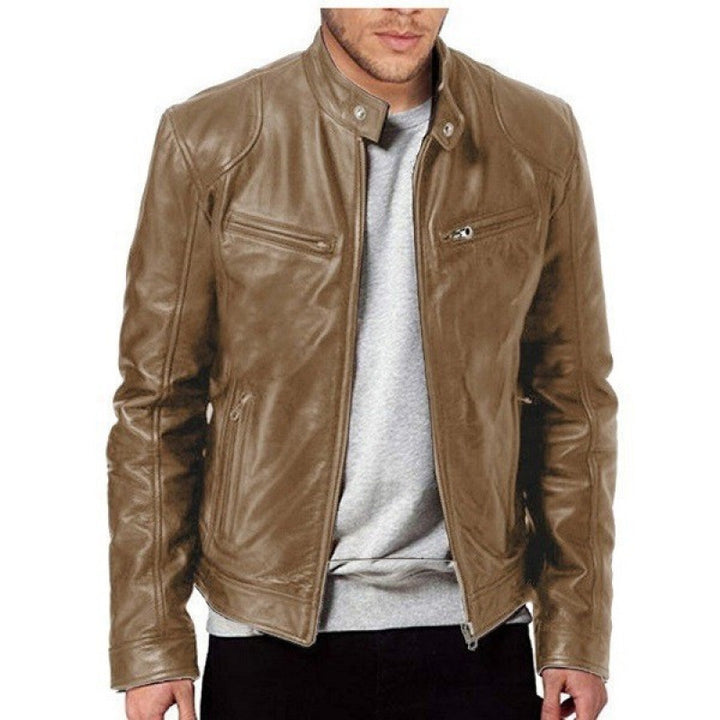 Herren hochwertige Biker-Lederjacke Aliams