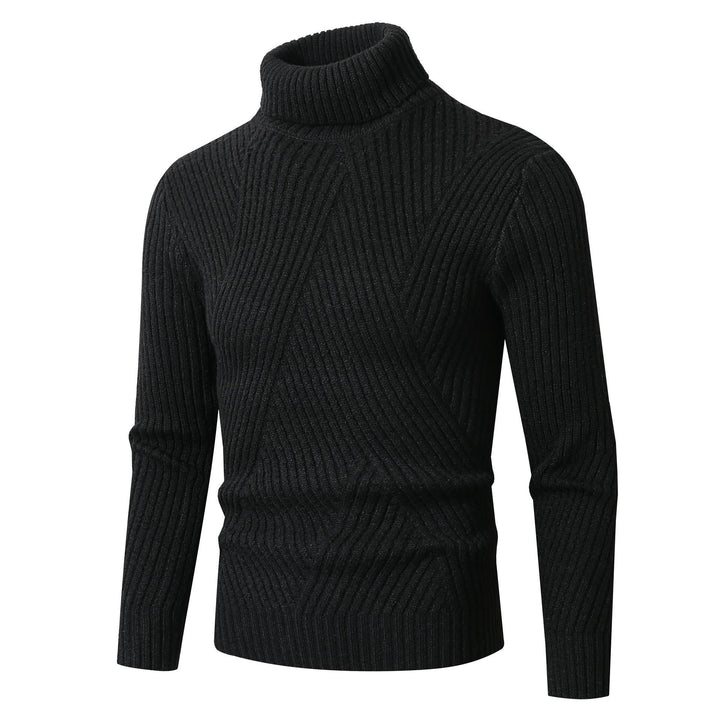 Herren Grobstrickpullover mit Stehkragen und dekorativem Strukturmuster Aliams