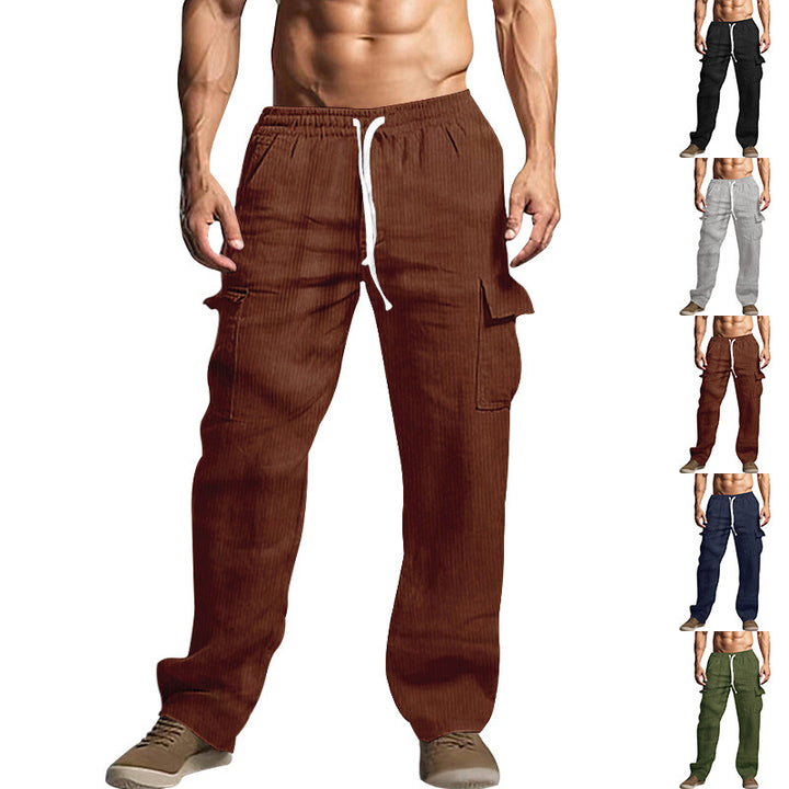Herren Komfortable Cargo-Hose mit verstellbarem Bund und seitlichen Taschen Aliams