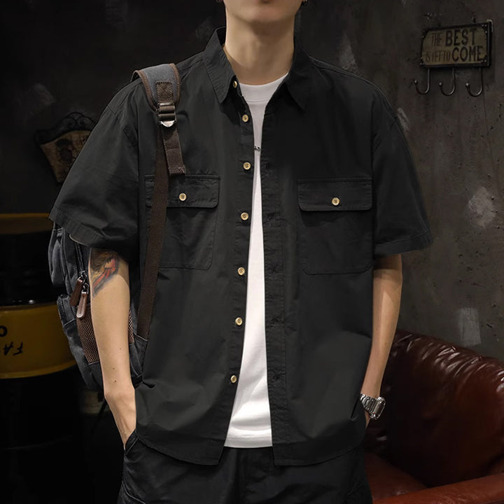 Herren Kurzarm-Hemd mit praktischen Brusttaschen Aliams