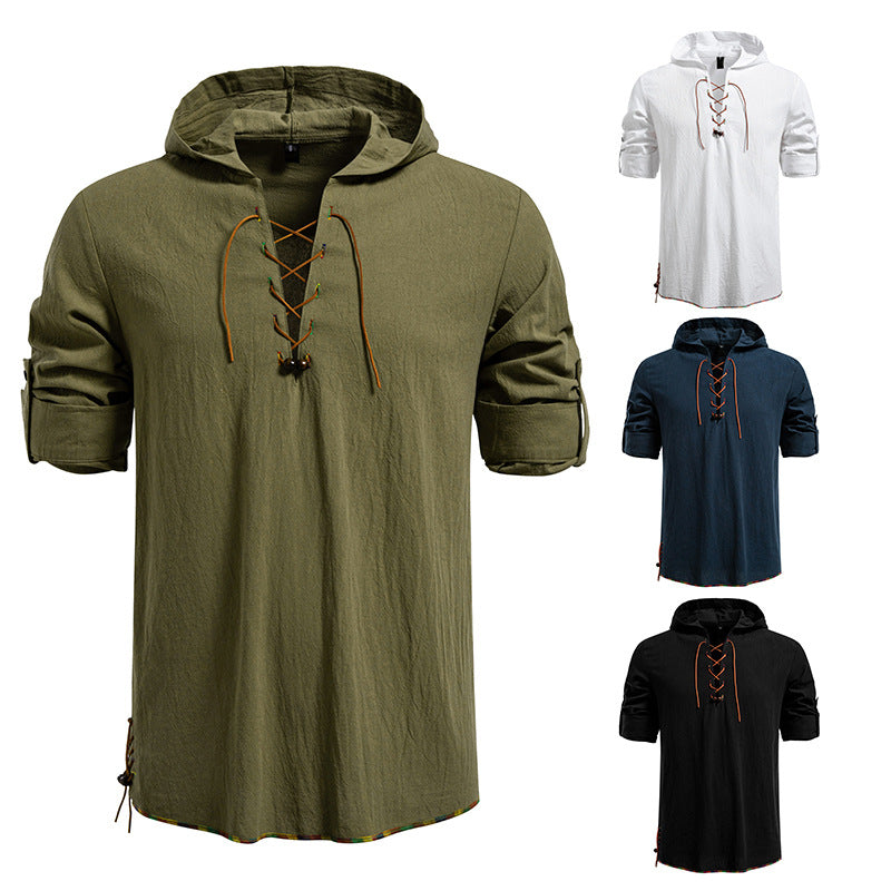 Herren Kaptuzenbluse mit einzigartigem Schnürdesign Aliams