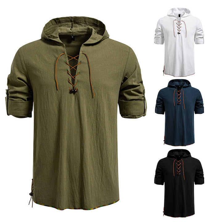 Herren Kaptuzenbluse mit einzigartigem Schnürdesign Aliams