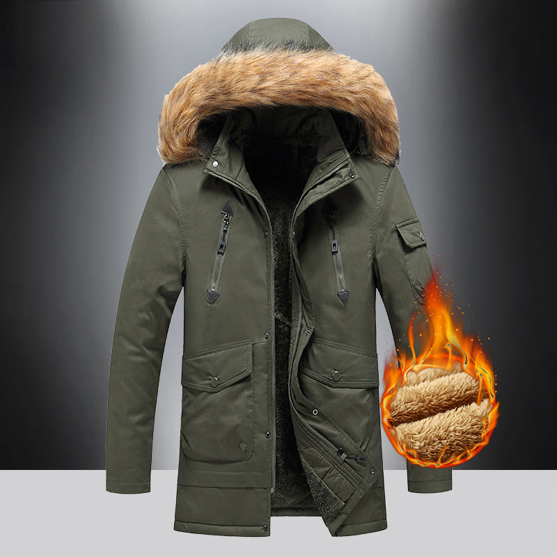 Herren isolierte Winterjacke mit hochwertigem Kunstfellkragen Aliams