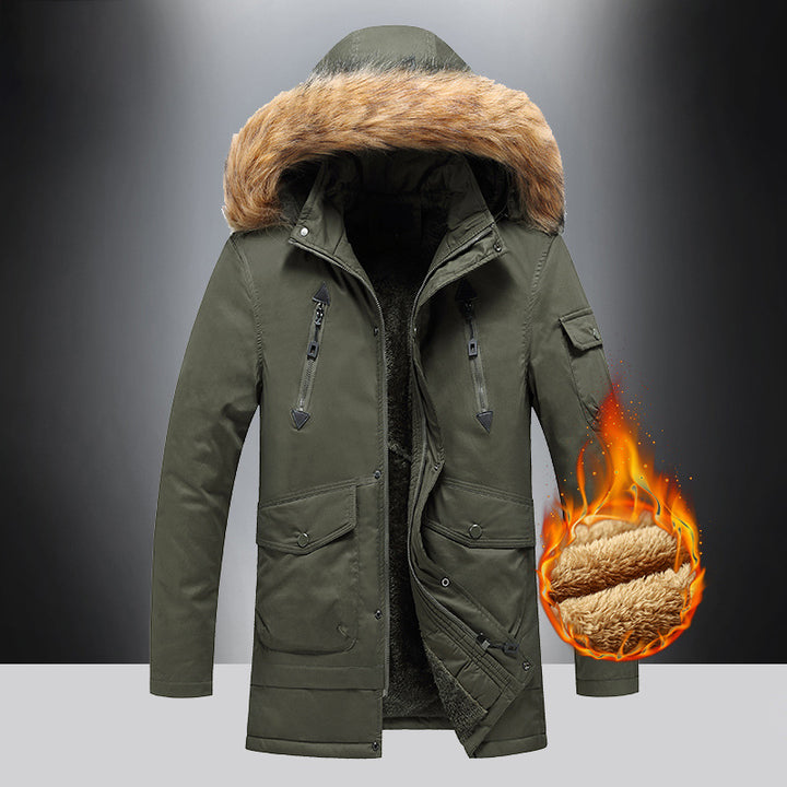 Herren isolierte Winterjacke mit hochwertigem Kunstfellkragen Aliams