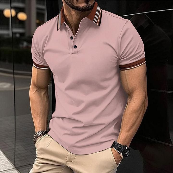 Herren Kurzarm Poloshirt mit modernem Kragen und eleganten Kontrastdetails Aliams